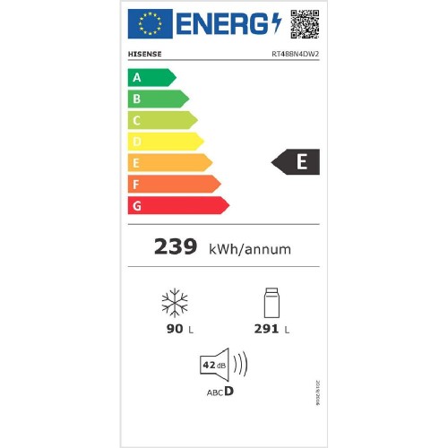 ΨΥΓΕΙΟ ΕΛΕΥΘΕΡΟ HISENSE RT488N4DW2 (172x70x63 / E / ΛΕΥΚΟ / FNF)